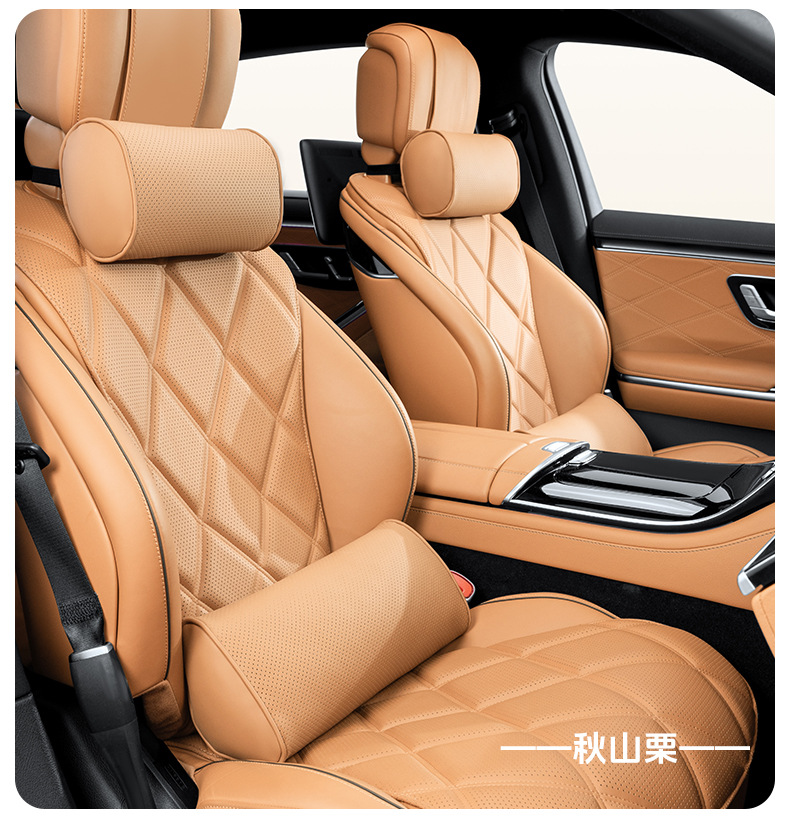 Cross-Border Popular Car Headrest, Car Lumbar Cushion, Four-Season Universal High-End Cylindrical Car Seat Neck Pillow