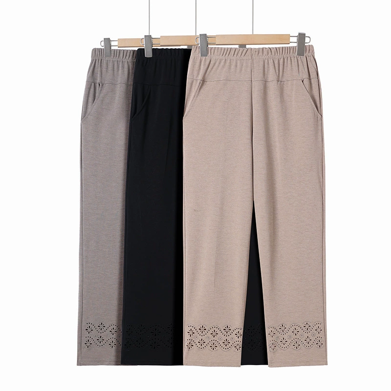 Люди среднего и пожилого возраста летние брюки пожилой мамы брюки весенние брюки бабушки брюки с высокой талией повседневные брюки пожилой леди эластые брюки