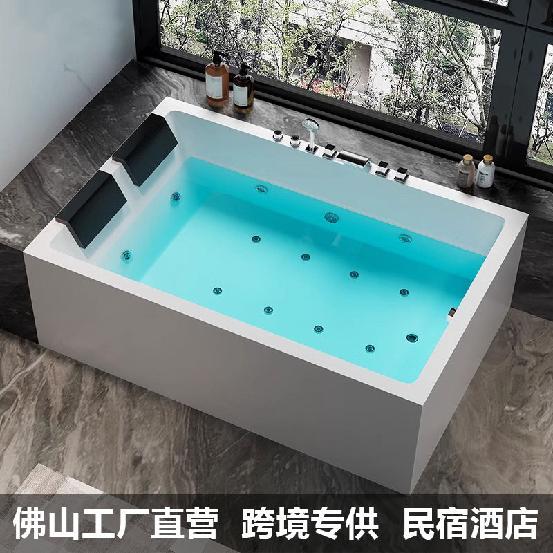 Acrylic Bathtub Japanese Smart Surf Massage Constant Temperature Heating Square Household Double Bathtub 1.2-1.7m