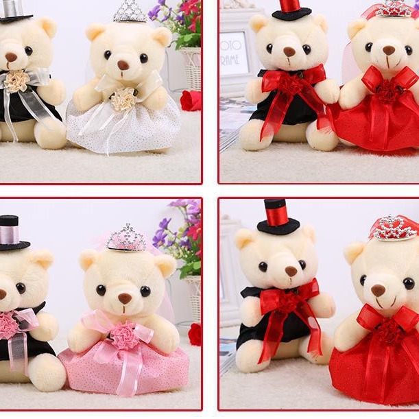 Fabricantes al por mayor 18cm corona boda coche oso diamante boda pareja oso boda suministros boda decoración del coche para llevar