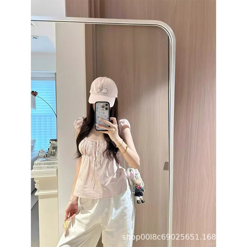 Pure Desire Style Square Neck Puff Sleeve T-Shirt 2025 Women's Summer New Design Niche Short Sleeve Base Top