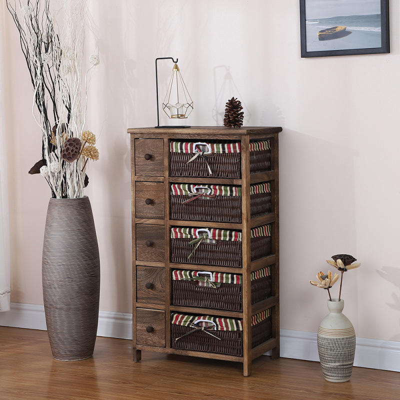 跨境美式储物柜木制抽屉式斗柜玩具衣服置物床头柜韩式田园收纳柜