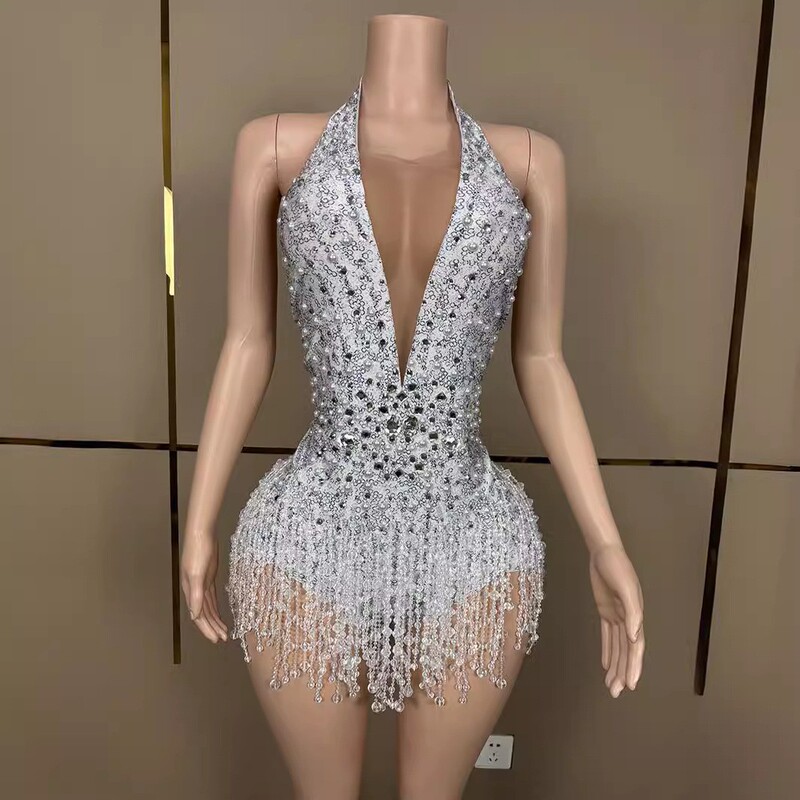 Neck-hanging Elegant Slim-fit Tassel Evening Dress Banquet Dinner Prom Performance Dress Company Annual Meeting Music Festival Costume Neck-hanging Elegant Slim-fit Tassel Evening Dress Banquet Dinner Prom Performance Dress Company Annual Meeting Music Festival Costume