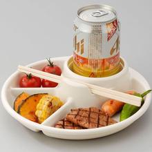 日本进口野炊盘子塑料分格盘创意快餐盘饭菜盘儿童分隔餐具水果盘