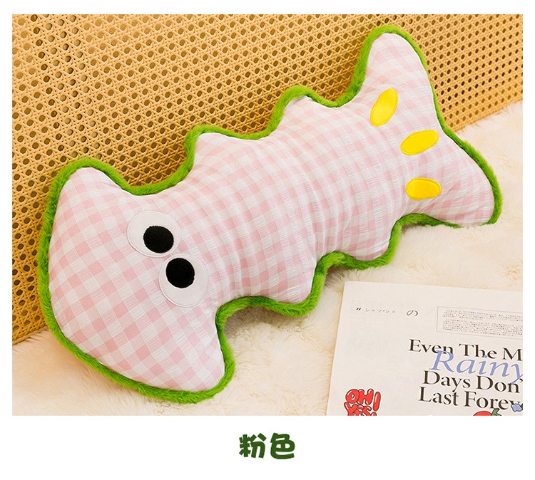 Cross-border dopamine fishbone plush pillow toy for children, long leg-hugging sleeping doll, gift for girls, wholesale
