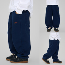 2024冬季新款男童加厚休闲百搭直筒长裤中大童一体绒针织牛仔裤潮