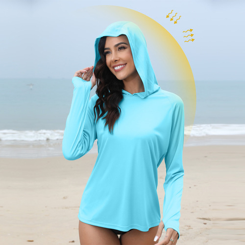 Summer Women's UV Protection Hooded Waist Cinching Sun Protection Jacket Outdoor Hiking Climbing Fishing Suit UPF 50