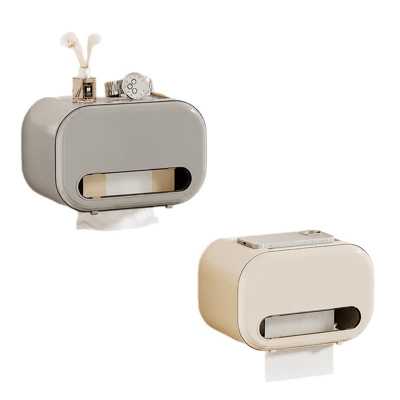 Dispensador de Papel Higiénico de Plástico PP, Impermeable y Sin Perforación, para Baño