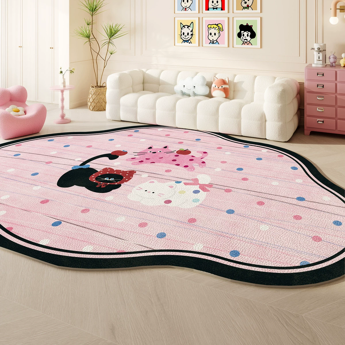 Стираемый игровой коврик из ПВХ, одноразовый мультяшный милый ковёр для спальни и кровати