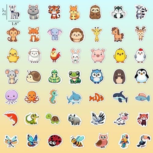 Sticker 100 Animals Cartoon Sticker Decorative Labels Phone Case Decorative Waterproof Self-Adhesive