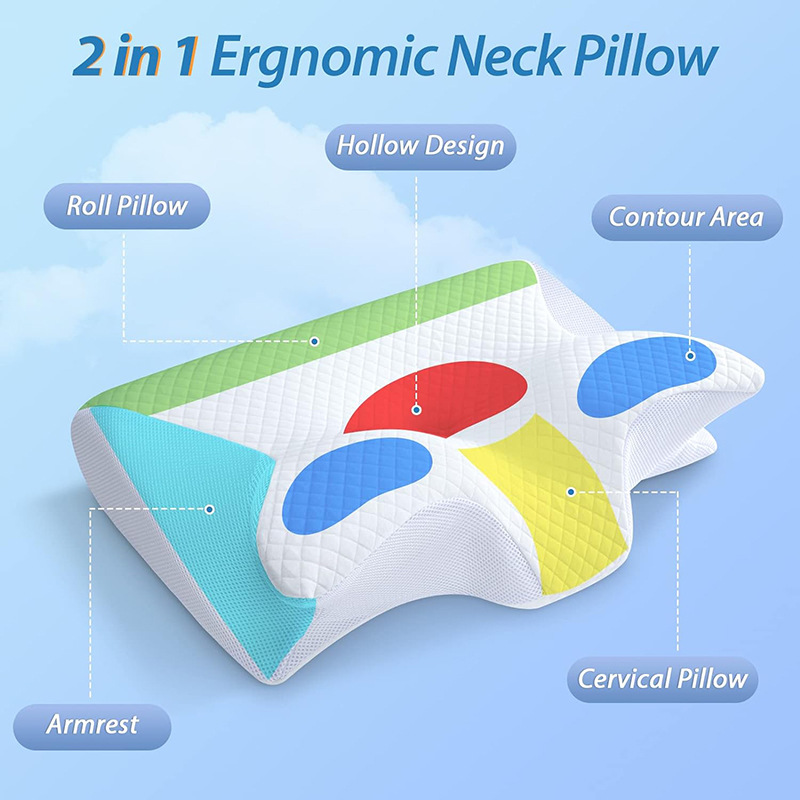 almohada de algodón de memoria transfronteriza amazónica, almohada de cuerno de toro, almohada de mariposa, núcleo de almohada cervical, almohada de memoria de rebote lento doméstica