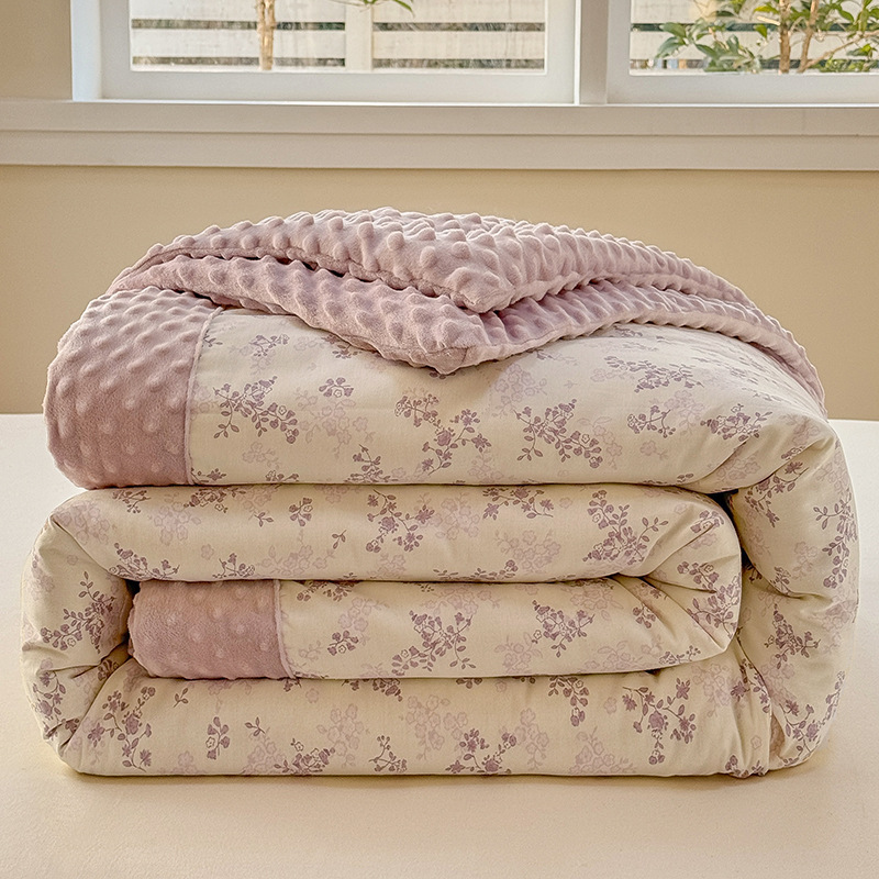 2026 New Model A-Grade All-Cotton Bean Velvet Spring and Autumn Quilt, Soybean Summer Cooling Quilt, Student Dormitory Air Conditioning Quilt Core, All-Season Use