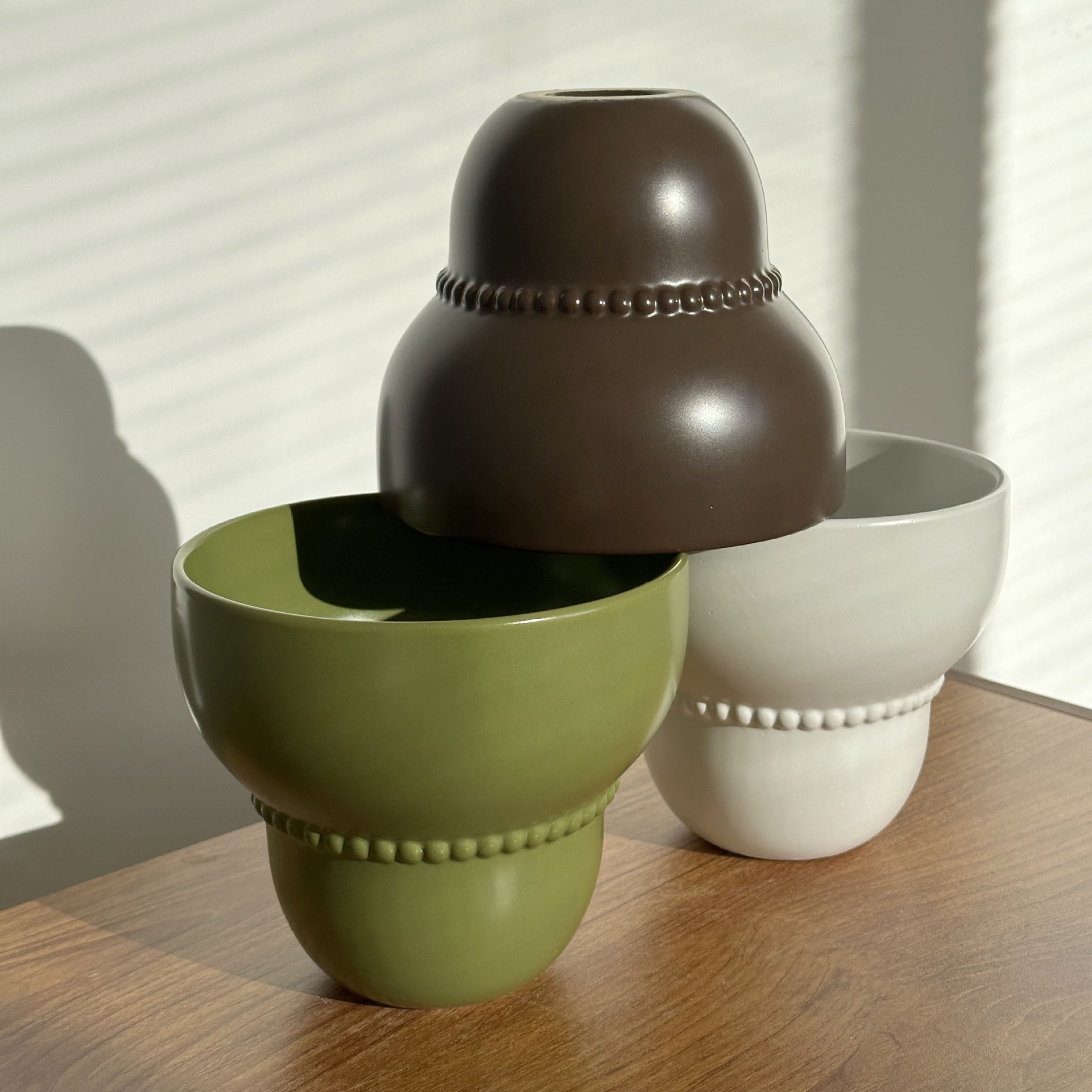Solid Color High-Grade Ceramic Flower Pot For Home Green Plants, Creative Simple Decorative Korean-Style Colored Glaze_voghion.com