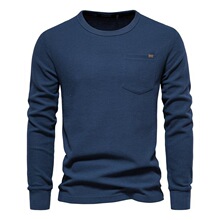 W 37652 Men's Round Neck Pocket Waffle T-Shirt ��ʿ��T��