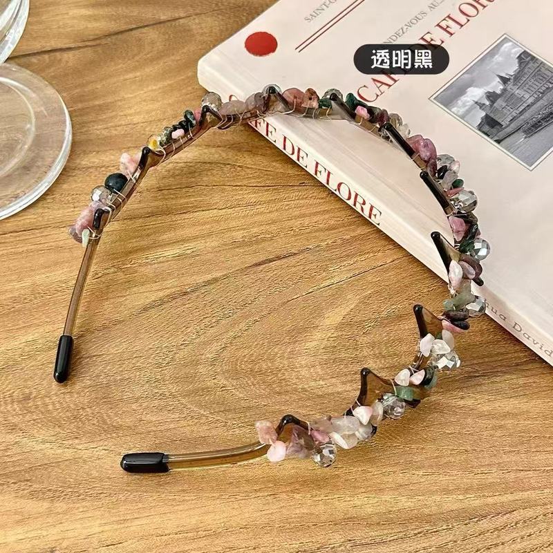 韓国クリスタルストーン歯付きライト高級ヘアフープヘアアクセサリーシンプルな気質レトロ多用途薄型ヘッドバンドヘアピン女性のヘアアクセサリー|undefined