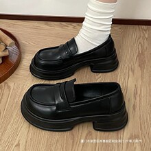 黑色英伦风小皮鞋女春秋2025新款日系jk百搭厚底粗跟防滑乐福单鞋