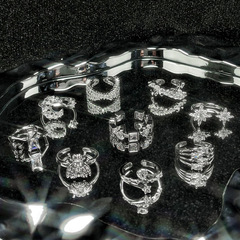 輕奢高級感個性小眾設計感鋯石開口戒指女法式氣質冷淡風疊戴指環