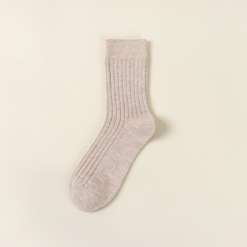 男性のウールの靴下のメリノの双針の秋冬のカシミヤの厚い保温の中筒のビジネスの純色の縦条の卸売り|undefined