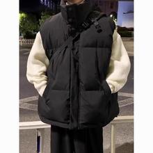 痞帅冬季大码加厚羽绒棉马甲男潮流无袖棉衣宽松立领坎肩背心外套
