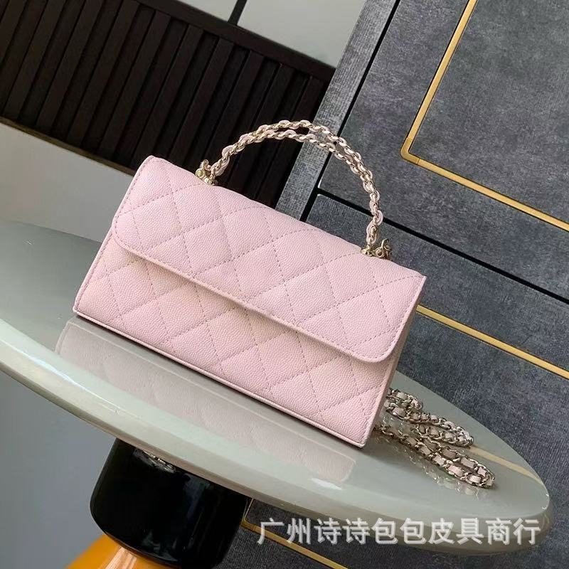 25S new cross handle small waste bag diamond chain handbag cherry powder kelly slung women's bag high-end feeling