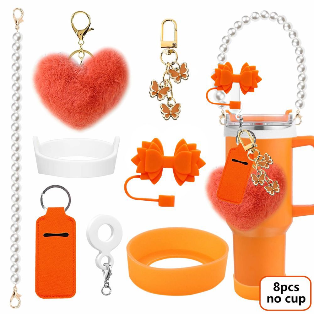 Accesorios de taza Stanley colgante de cuerda de mano flor de silicona gorra de paja de peluche colgante de taza cadena de taza de color cubierta de taza