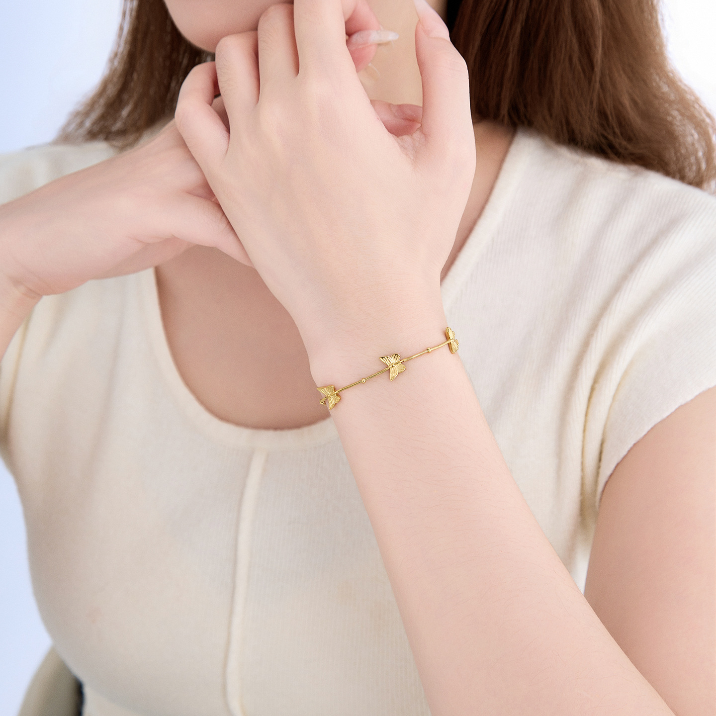 Pulsera de Mariposa de Acero Inoxidable Galvanizada para Mujeres