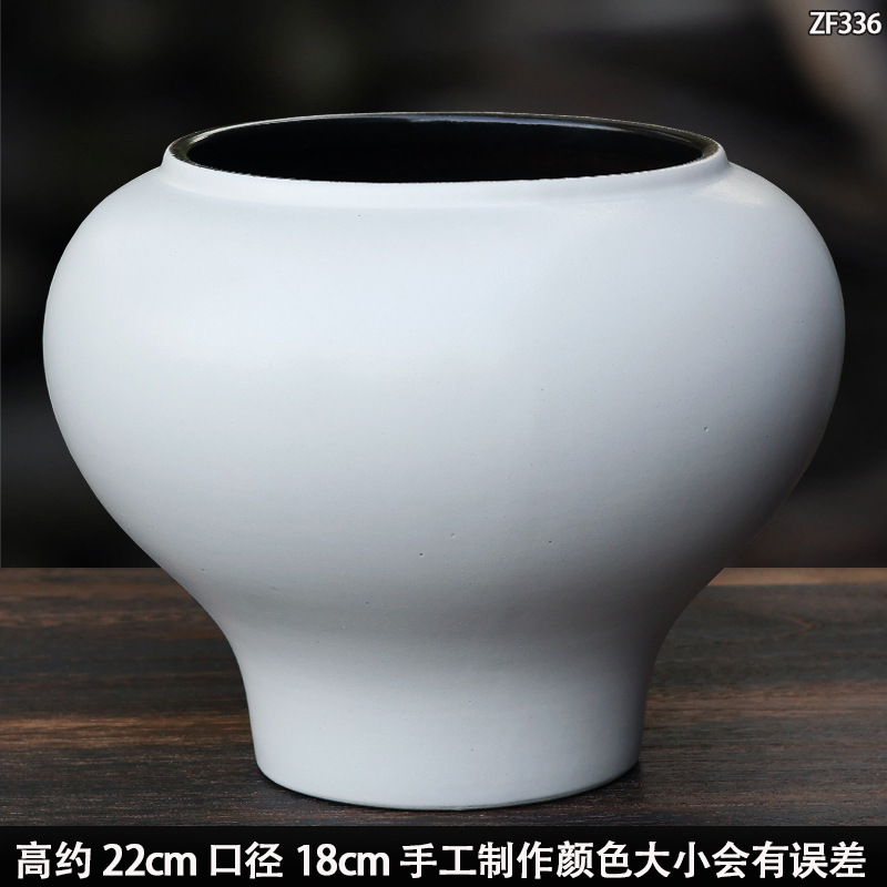 景德镇陶瓷花盆侘寂ins简约装饰纯白色禅意庭院别墅绿植阳台雅居