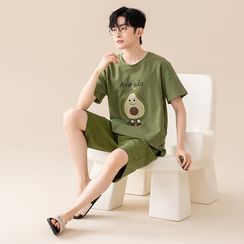 Nuevo algodón de manga corta de verano Pantalones cortos pijamas hombres rayas simple delgada ropa de abrigo casual homewear traje