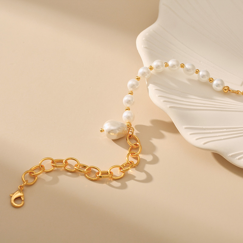 Water Droplets Pattern Sweet Water Droplets Imitation Pearl Copper Plating 18k Gold Plated Bracelets