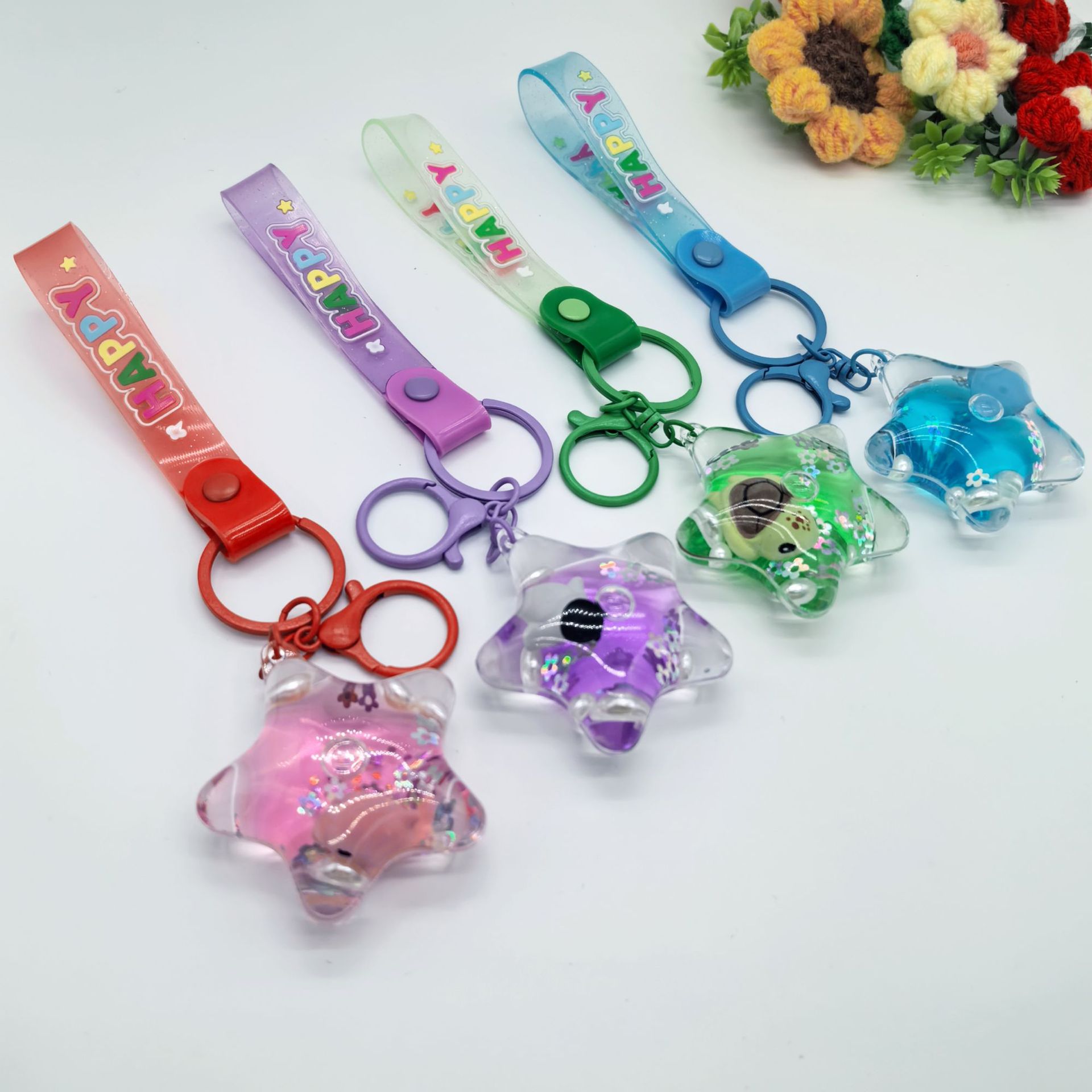 Delfin y tortuga flotante arena movida en aceite estrella llavero colgante bolsos colgante de alta calidad estudiantes creativos pequeños regalos