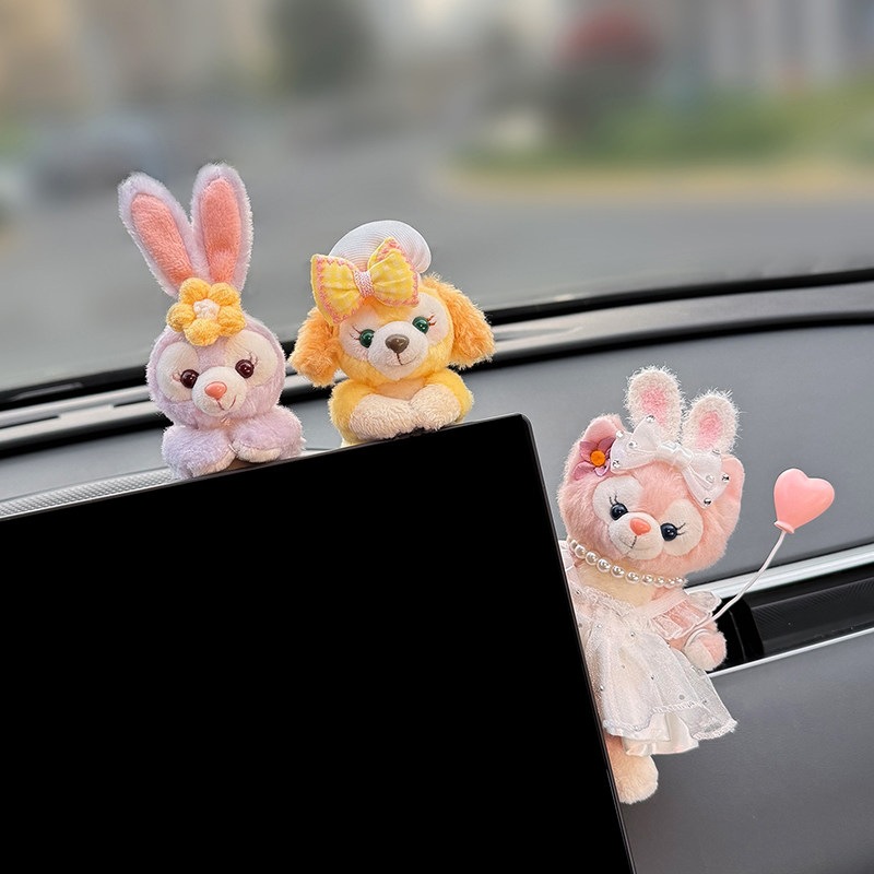 2026 new car accessories: Lina Belle car dashboard display screen, plush car interior decoration, StellaLou for girls