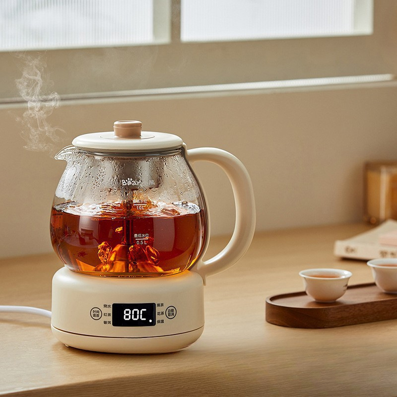 Bear Health Pot Tea Maker Steam Glass Pot Spray Brewing Tea Flower Teapot -