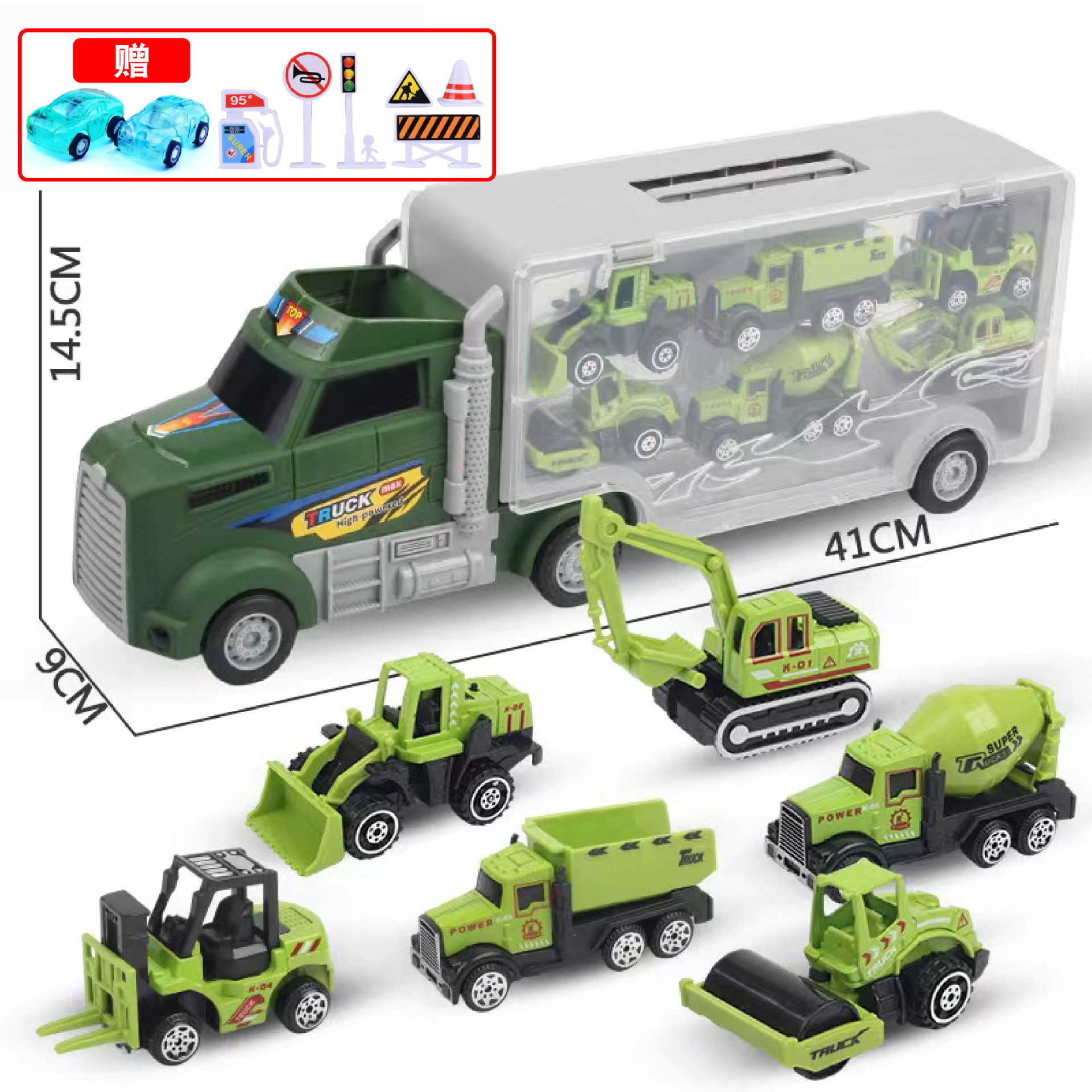 Coche de juguete para niños gran contenedor de almacenamiento carro de aleación de simulación de ingeniería de bomberos coche de operación militar al por mayor