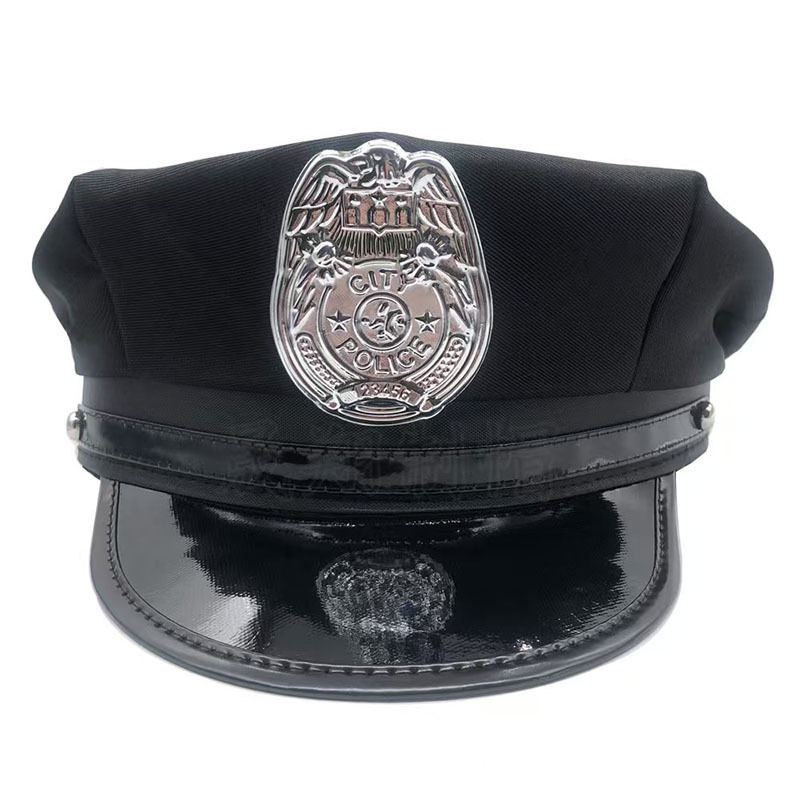 European and American Police Black Adult and Children's Halloween Props Flat-Top Octagonal Hat