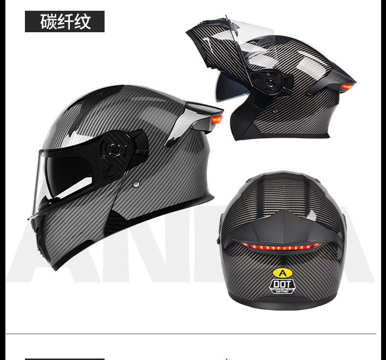 [Bluetooth Gift Pack] Ad Electric Motorcycle Helmet Men's 3C Certified Full-Face Helmet with Led Tail Light and Flip-Up Design