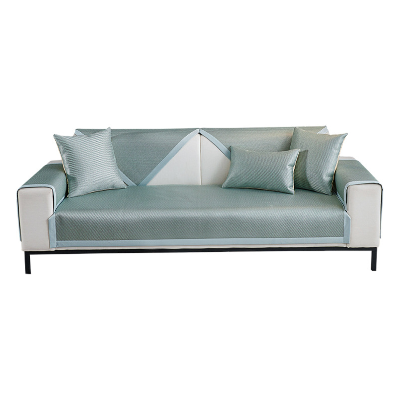 Summer High-End Ice Silk Rattan Mat Sofa Cushion Mat Washable Fixed Non-Slip Sofa Cover Cloth Seat Cushion