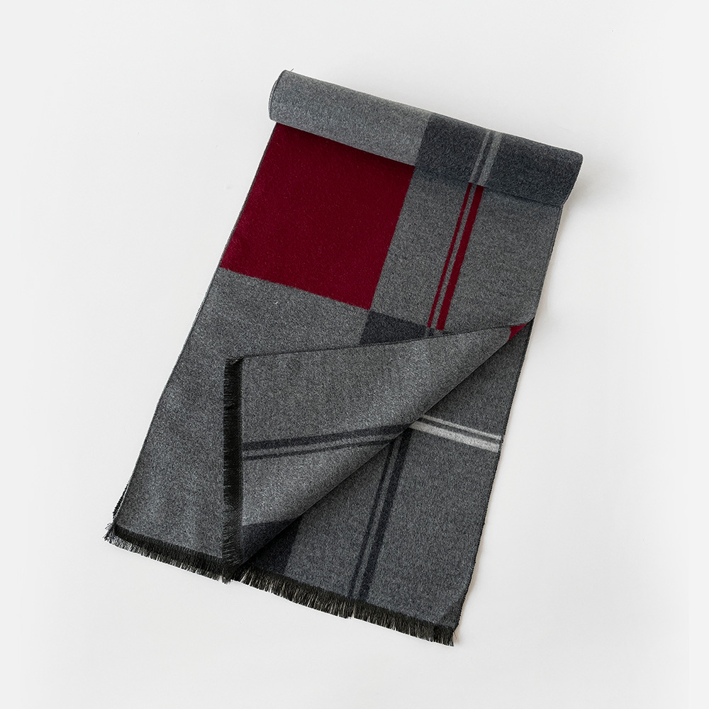 Sciarpa calda da uomo in lana spessa autunno inverno, semplice e alla moda scialle in cashmere in stile britannico_voghion.com