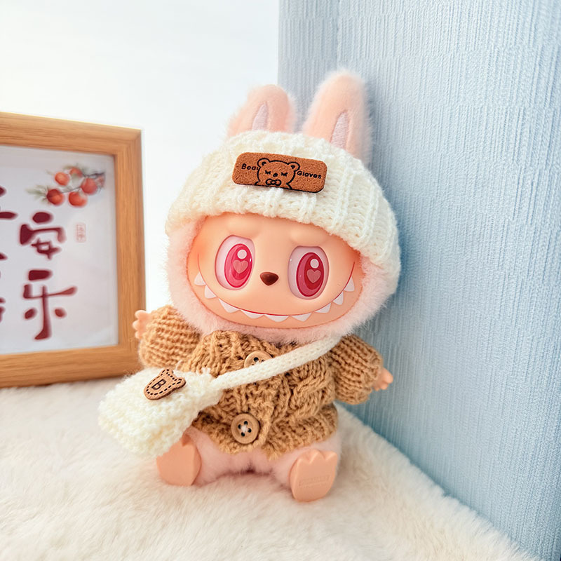 Solo ropa] Llavero de primera y segunda generación Labubu colgante de ropa Rabubu ropa de bebé suéter de punto traje de sombrero