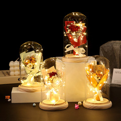 小さな花束装飾品永遠の花の花束ナイトライトガラスカバーテーブル卸売クリエイティブデスクトップナイトライト LED