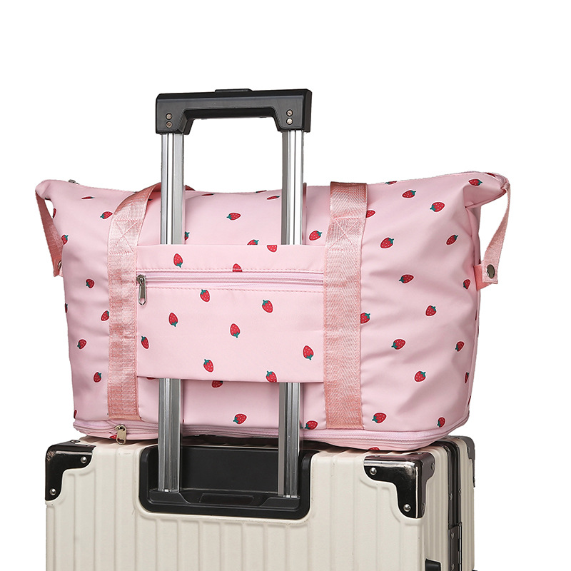 Nueva fresa pequeña, fresca, gran capacidad, expansión telescópica, bolsa de viaje, deporte de natación, bolsa de fitness, bolsa de almacenamiento para estudiantes