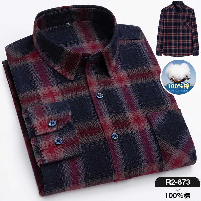 2024 nuevo Algodón puro cepillado camisa de manga larga a cuadros de los hombres de estilo coreano transpirable camisa de moda casual en stock ropa de hombre