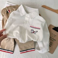 2024 New Children's Shirts for Boys and Girls, Korean Style White Shirts, Baby Base Collar Tops, British Academic Style