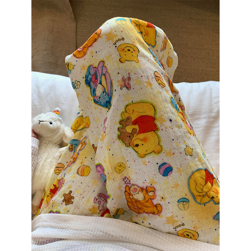 可爱维尼熊印花睡裤女长裤春夏季2025新款大码休闲裤遛弯裤子居家