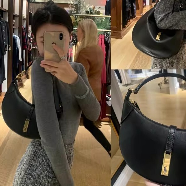 Cross-Border Ralph Id Leather Mini Underarm Bag Versatile Fashion Saddle Bag Shoulder Bag