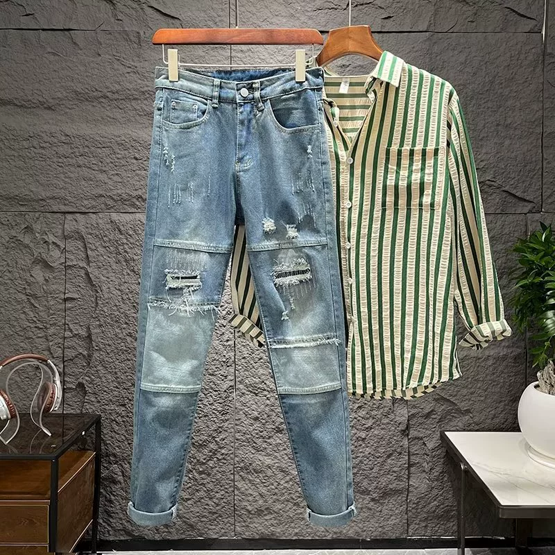 Осенние джинсы, модные брюки, slim fit