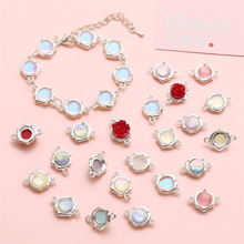 合金猫眼石晕染双吊吊坠子手工diy手链项链饰品串珠配件材料批发