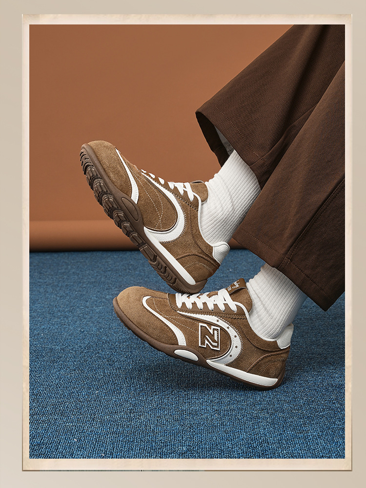 Giày sneaker nữ chạy bộ mesh thoáng đế bệt phong cách cổ điển — 298 Nâu Caramel chi tiết 13