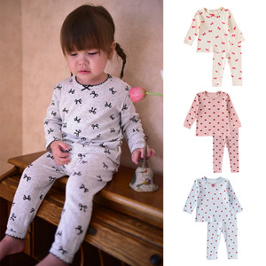 2025秋季新款女宝宝印花纯棉a类家居服套装婴幼儿打底衫两件套