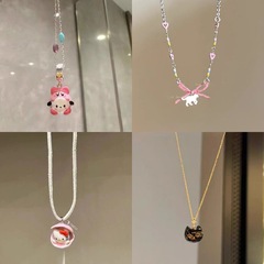 2025 新カラフルなビーズダルメシアンペンダントネックレス猫小魚子供の楽しいニッチネックレスかわいい鎖骨チェーン