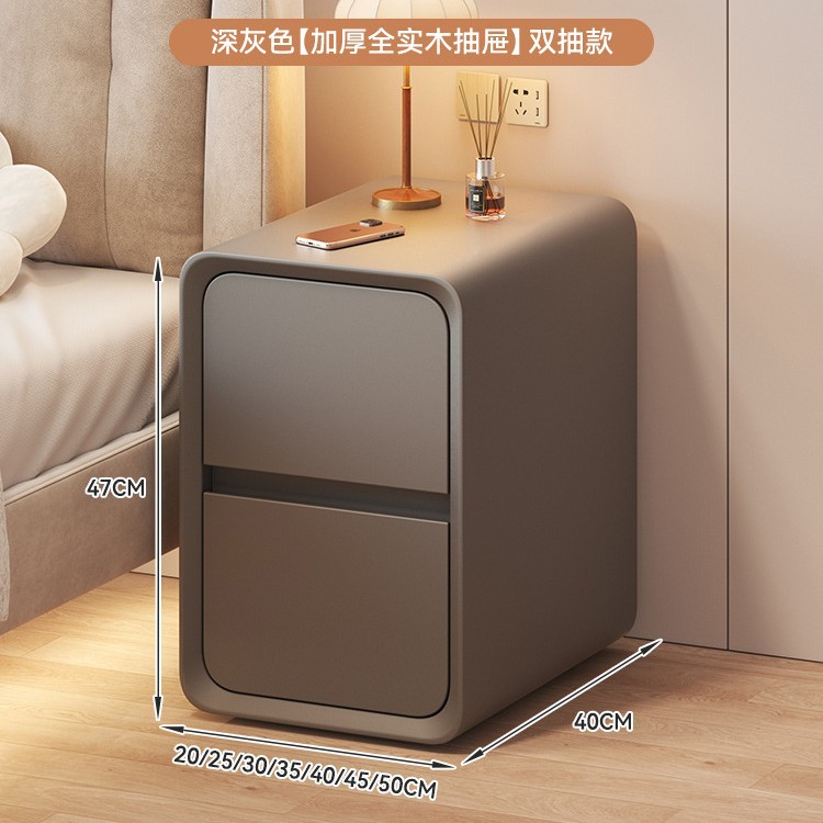 Cabina de cabecera de cama de aire de crema dormitorio pequeño ultra estrecho de hendidura cabina de lado de la cama sin instalación de cabina de almacenamiento de varios cajones dobles